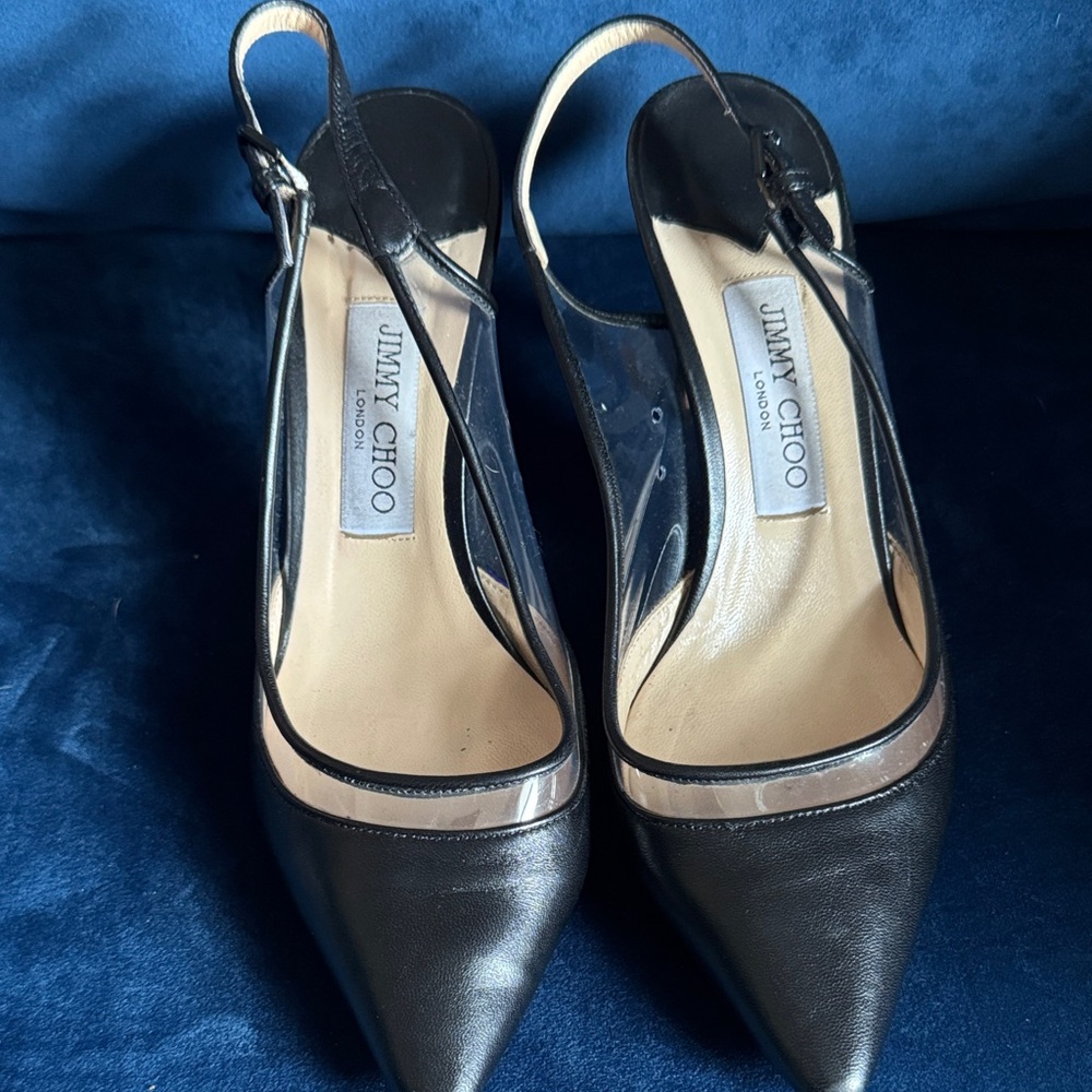 Jimmy Choo Black Pointed Slingback Heels